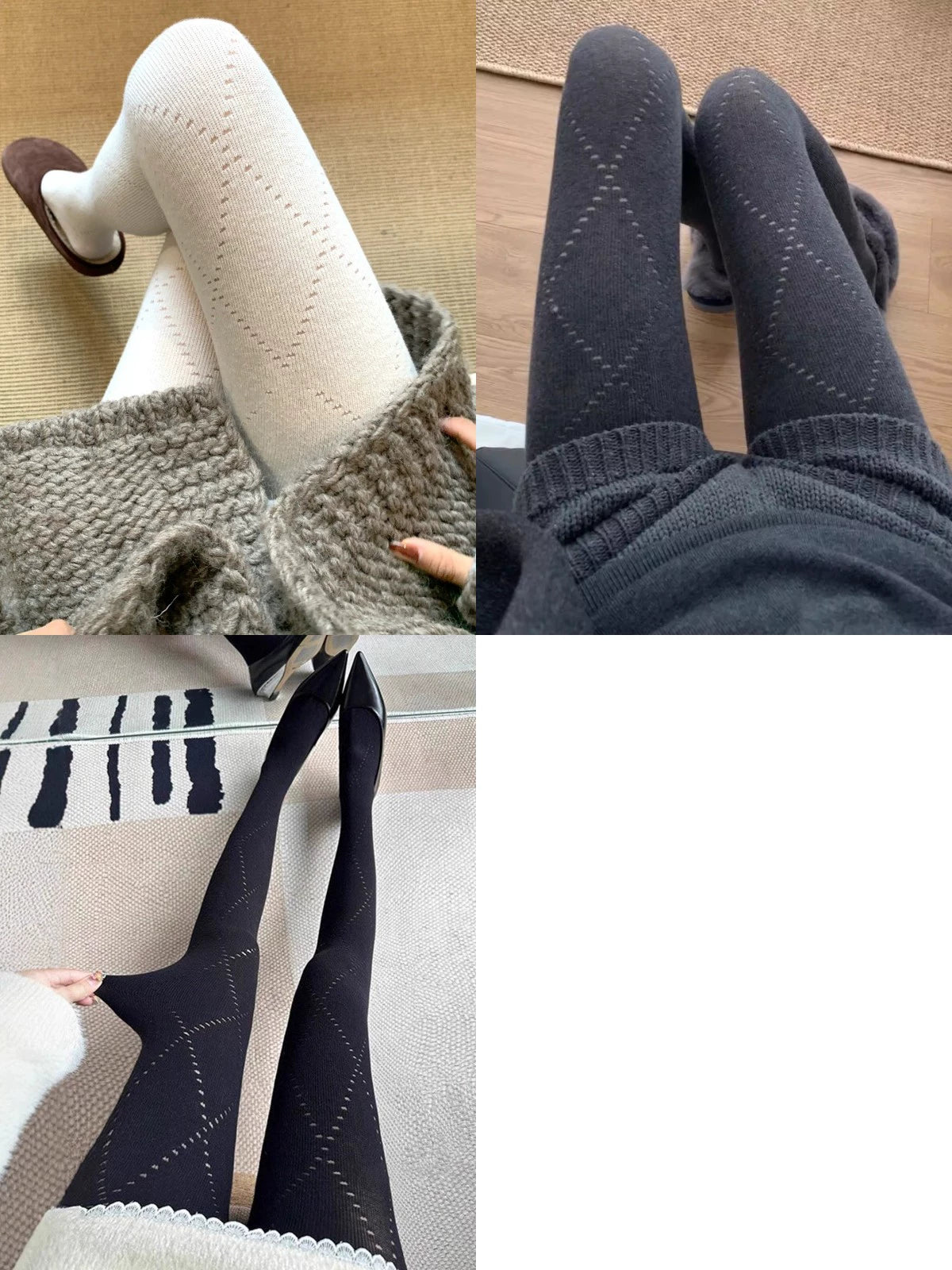 America Flawless Sheer Tights - White + Dark Gray + Black [L79IYFAN]