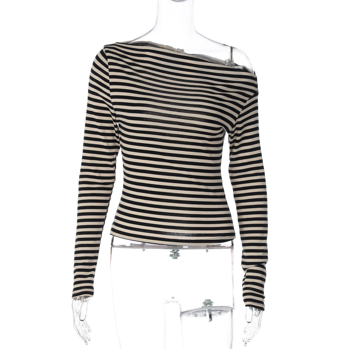 Yanely Striped Square Neck Knit Top - Black [DPCFWON5]