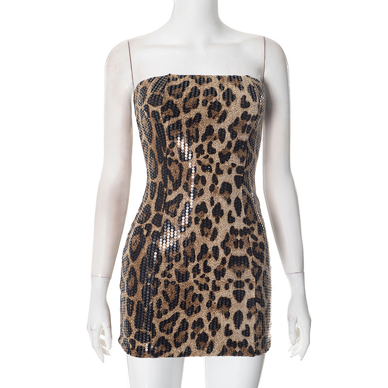 Maddox Strapless Sequin Mini Dress - Khaki [JA4UNELX]