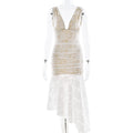 Kaliah Lace Ruched Asymmetric Dress - White [HCFB89T1]