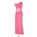 Hazelynn One Shoulder Mesh Maxi Dress - Pink [TVTUSFTA]