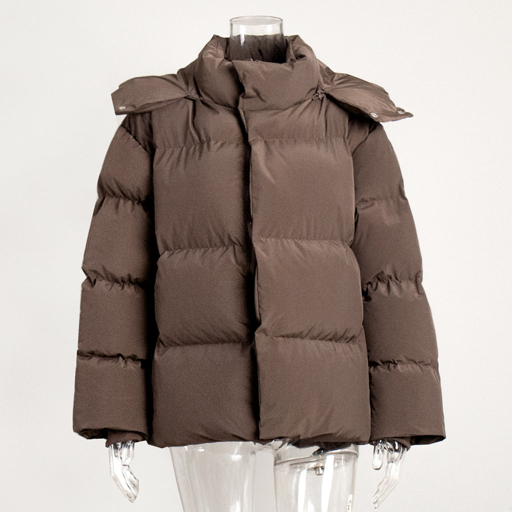 Lilyth Oversized Hooded Quilted Coat - Dark Brown [AOMFV30S]