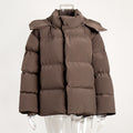 Lilyth Oversized Hooded Quilted Coat - Dark Brown [AOMFV30S]