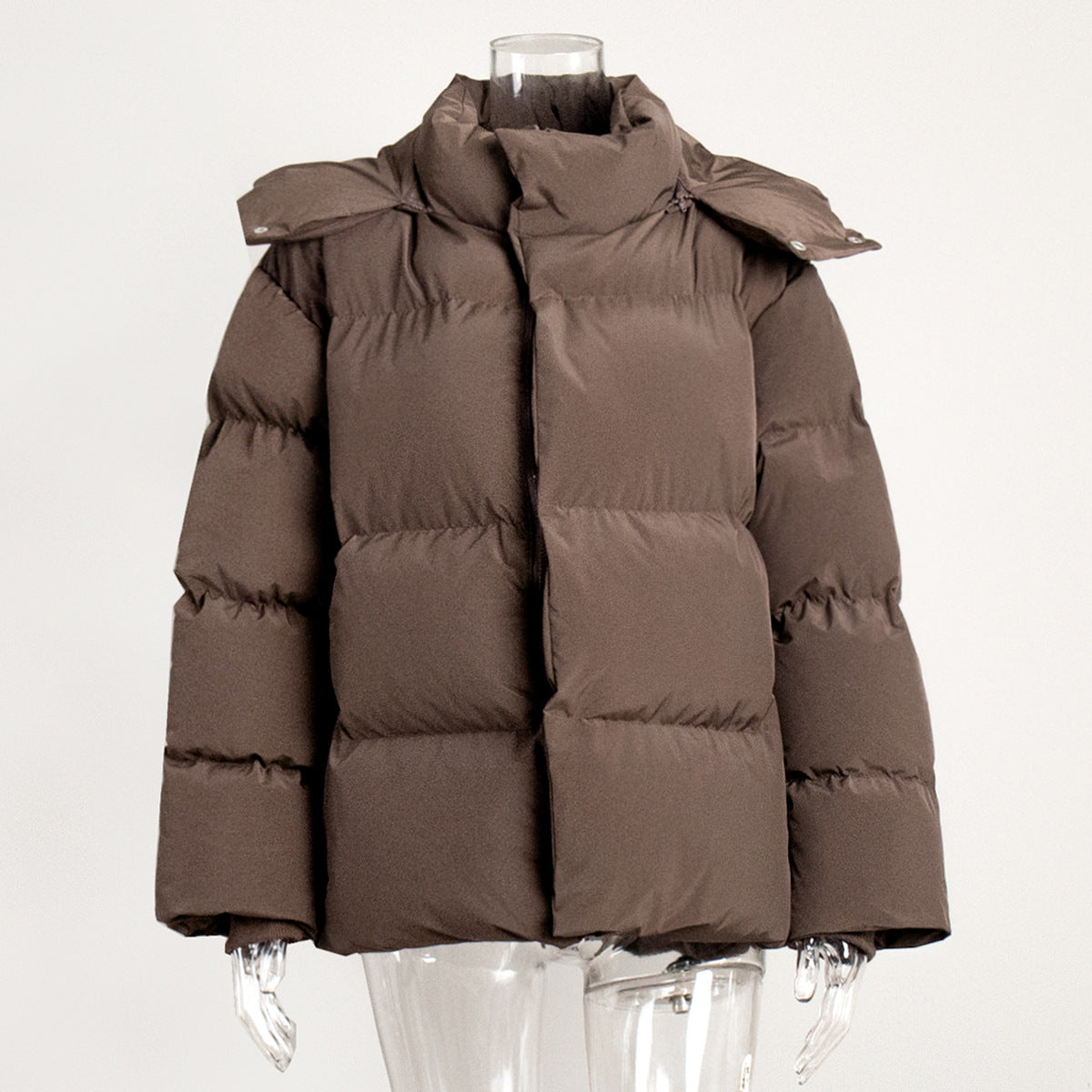 Lilyth Oversized Hooded Quilted Coat - Dark Brown [AOMFV30S]
