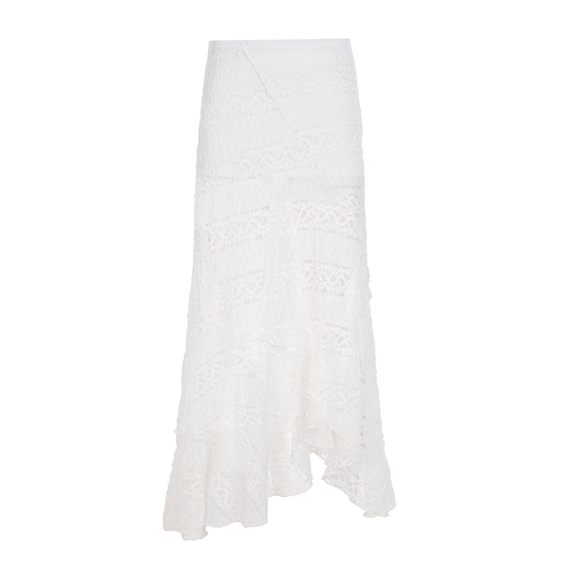 Alianny Eyelet Lace Midi Skirt - White