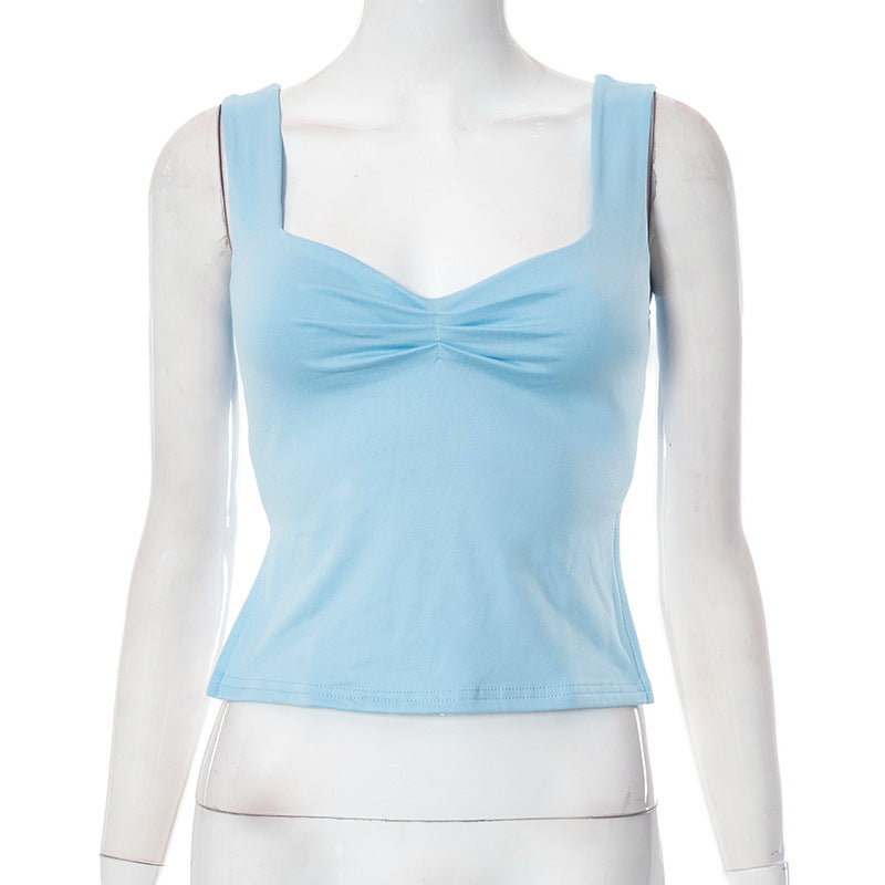 Ziona Backless Square Neck Crop Top - Light Blue [HAJU2SVT]