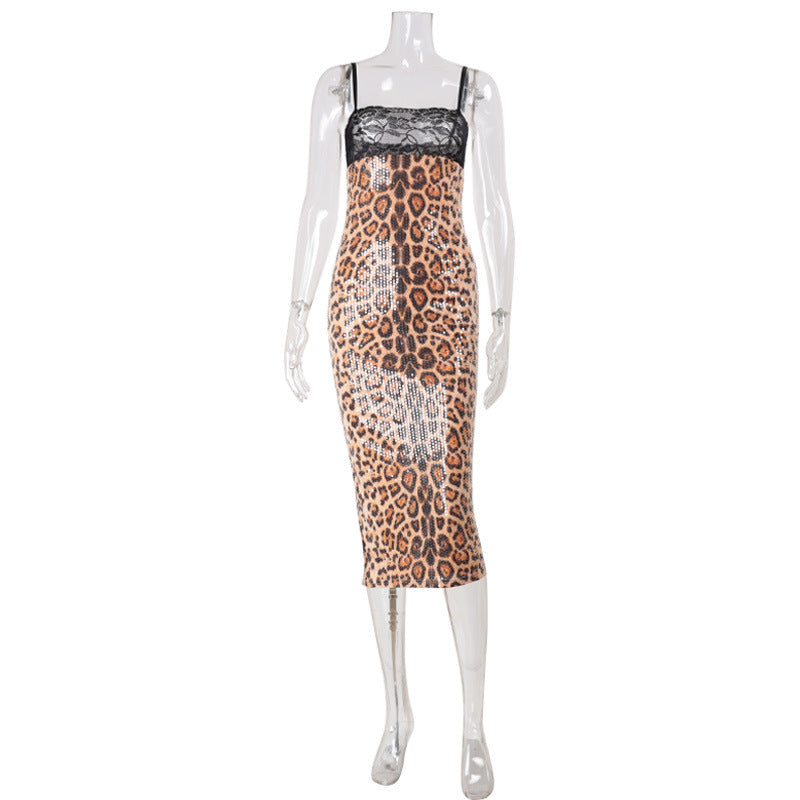 Aviyana Leopard Sequin Maxi Dress - Leopard Print [BKMZDO78]