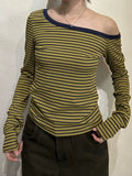 Estefania Striped Off-Shoulder Top Long Sleeve Tops