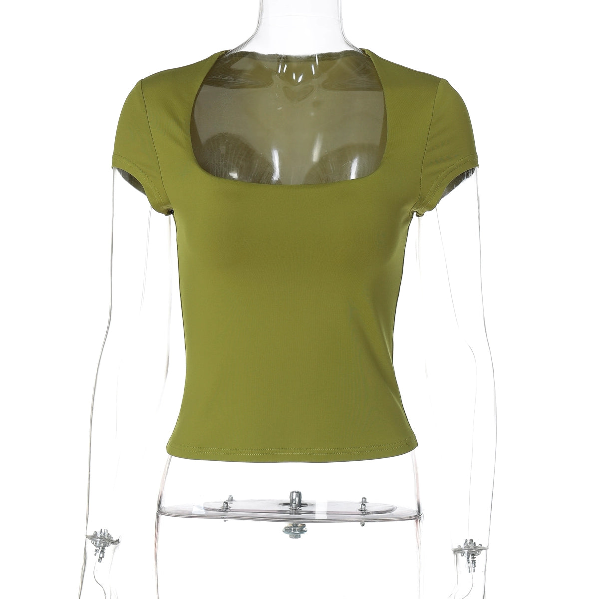 Nasra Flutter Sleeve Crop Top - Green [BPE0NHMN]