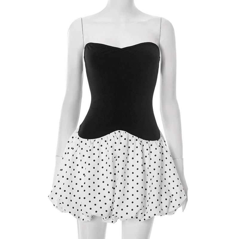 Brayleigh Polka Dot Tube Mini Dress - Black [EGIQQ7VF]