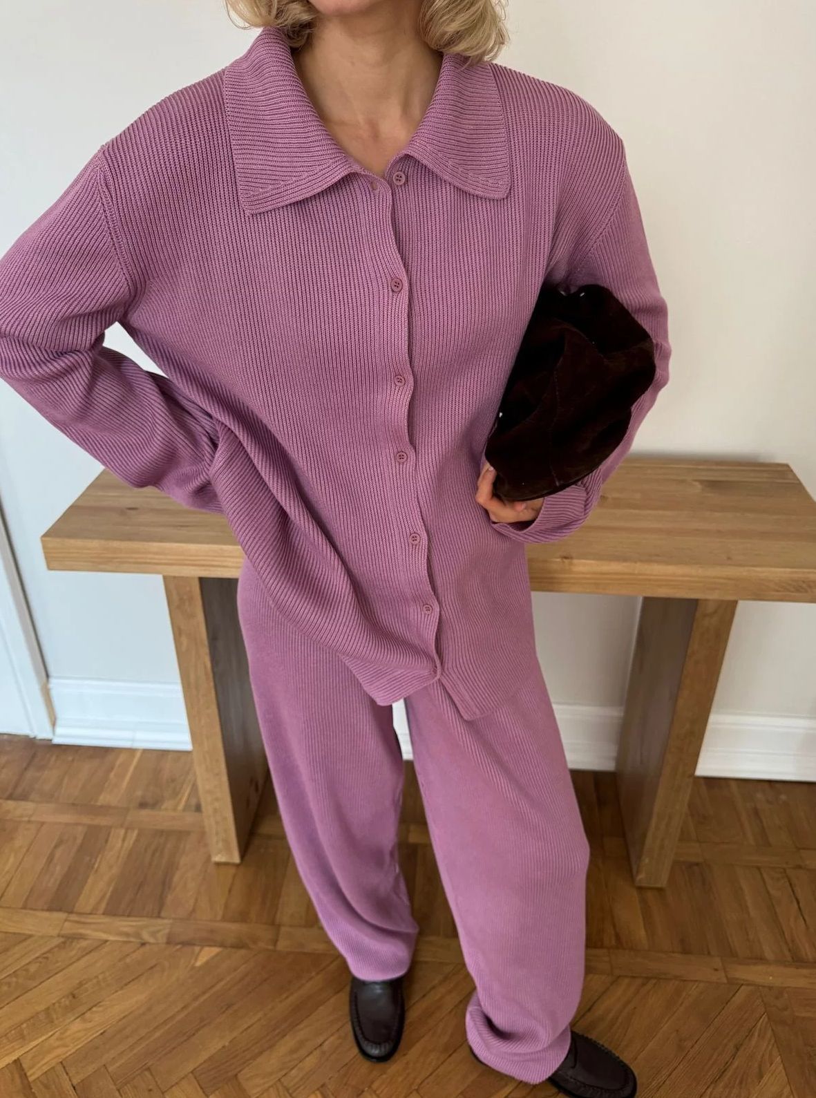 Elliana Lapel Lounge Set - Purple [V6QWD9O9]