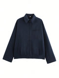 Eliza Collared Bomber Jacket - Navy Blue [RAPS4BSV]