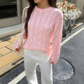 Sariya Solid Knit Crewneck Sweater - Pink [T5BVTV5S]