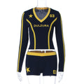 Kiah Letter Print Short Set - Navy Blue [DGS3ZA8N]