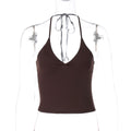Sehaj Halter Lace-Up Crop Top - Coffee [HF3JV6N3]