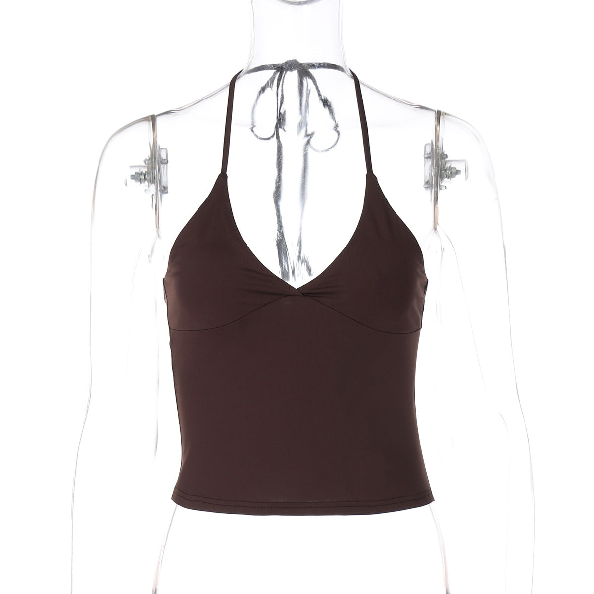 Sehaj Halter Lace-Up Crop Top - Coffee [HF3JV6N3]