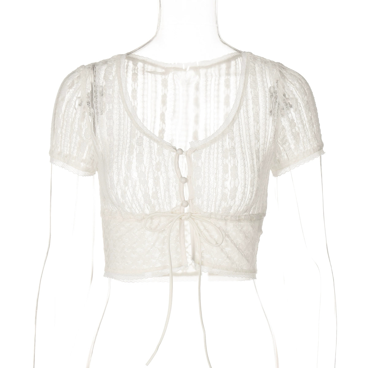 Rylann Lace Button Crop Top - Apricot [E9N8FICF]