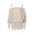 Aaliya Off Shoulder Ruched Mini Dress - Apricot [S9EZ0HJ6]