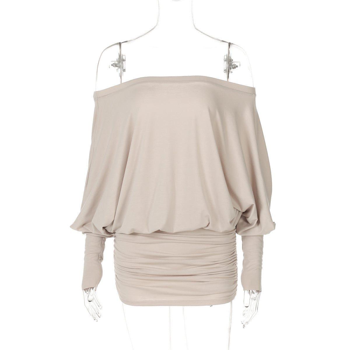 Aaliya Off Shoulder Ruched Mini Dress - Apricot [S9EZ0HJ6]