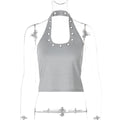 Egypt Eyelet Halter Tank Top - Light Gray [CNM8XVX7]
