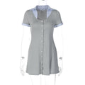 Carmyn Polo Patchwork Mini Dress - Gray [GDVHBPNK]