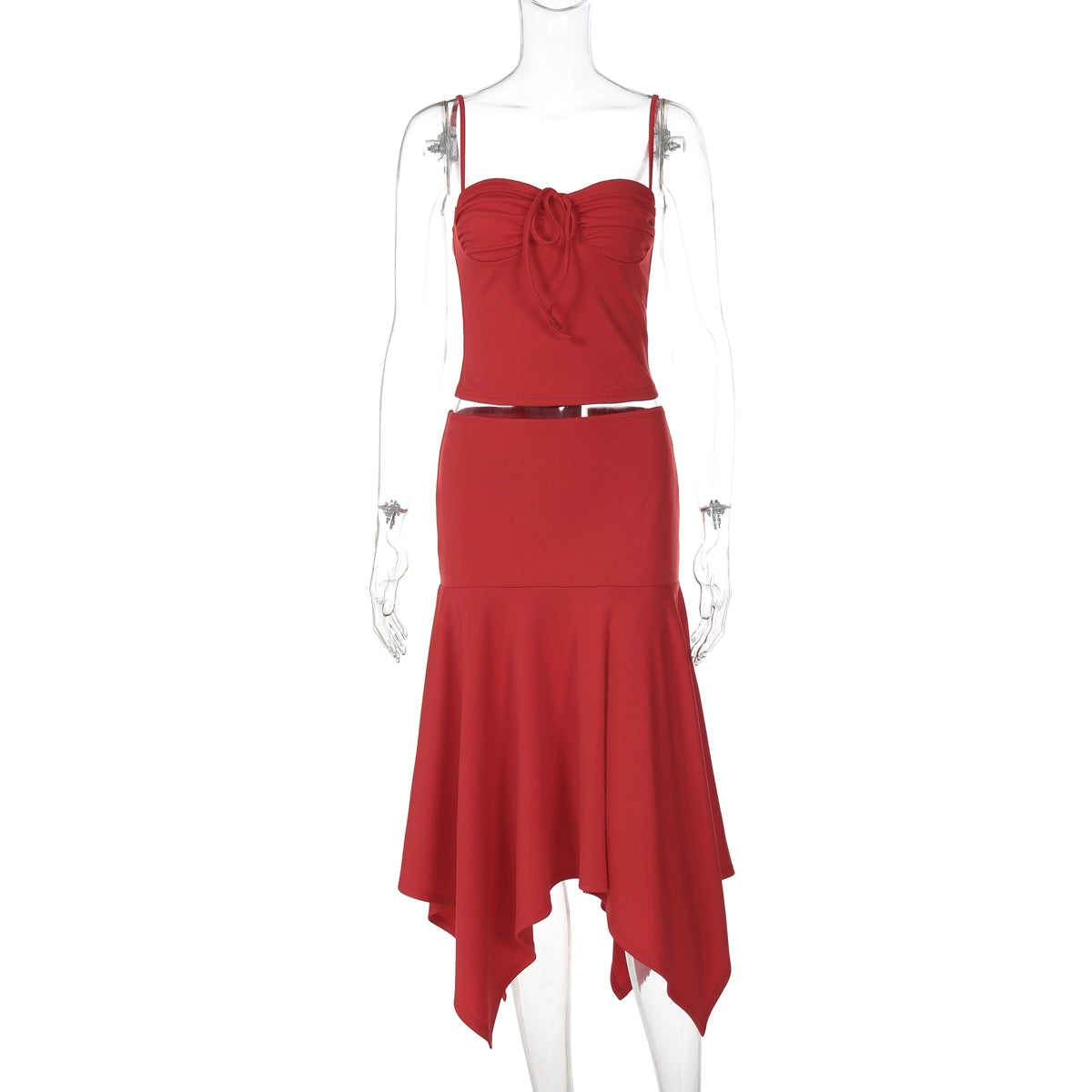 Aria One-Shoulder Skirt Set - Red [RWEWQPG7]