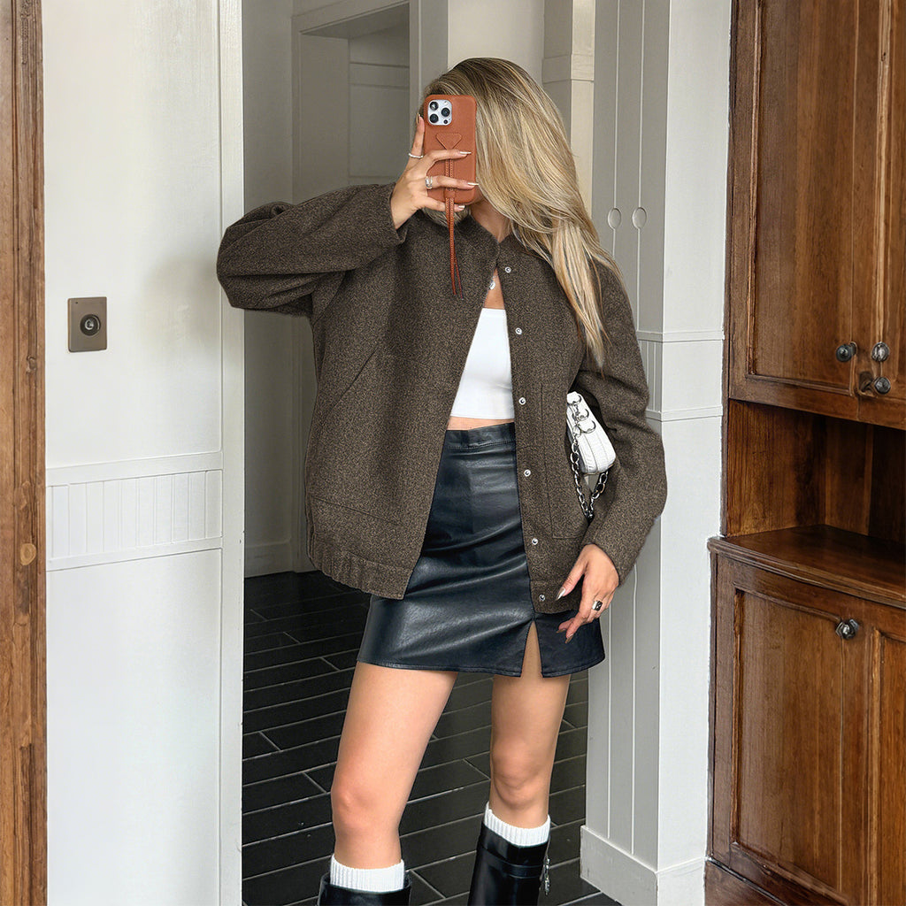 Ora Longline Button Vest - Brown [ZWA8SNEV]