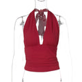 Jayana Halter Crop Top - Red [LPBNDNSF]