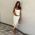 Knitted Two-Piece Skirt Set - Apricot [S088L2PW]