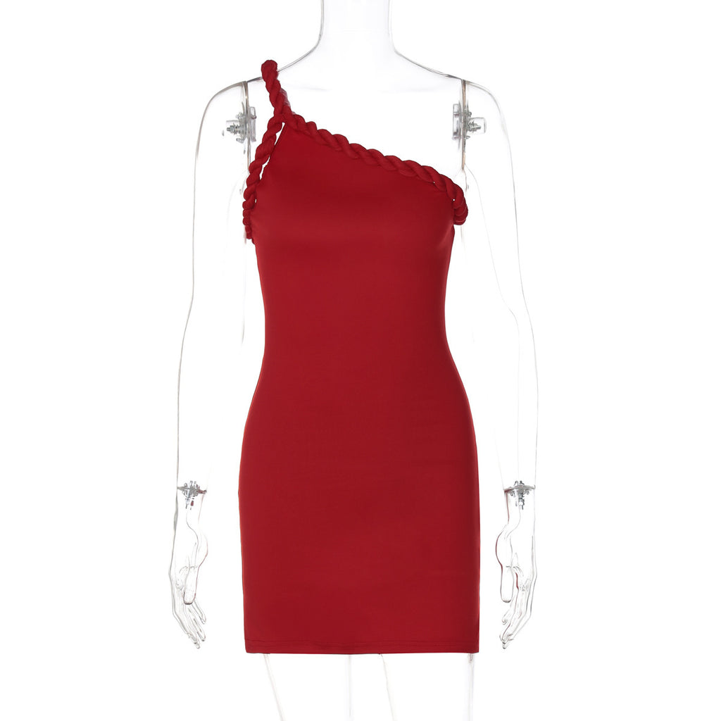 Adamari One-Shoulder Pleated Mini Dress - Red [JU1OEJRI]