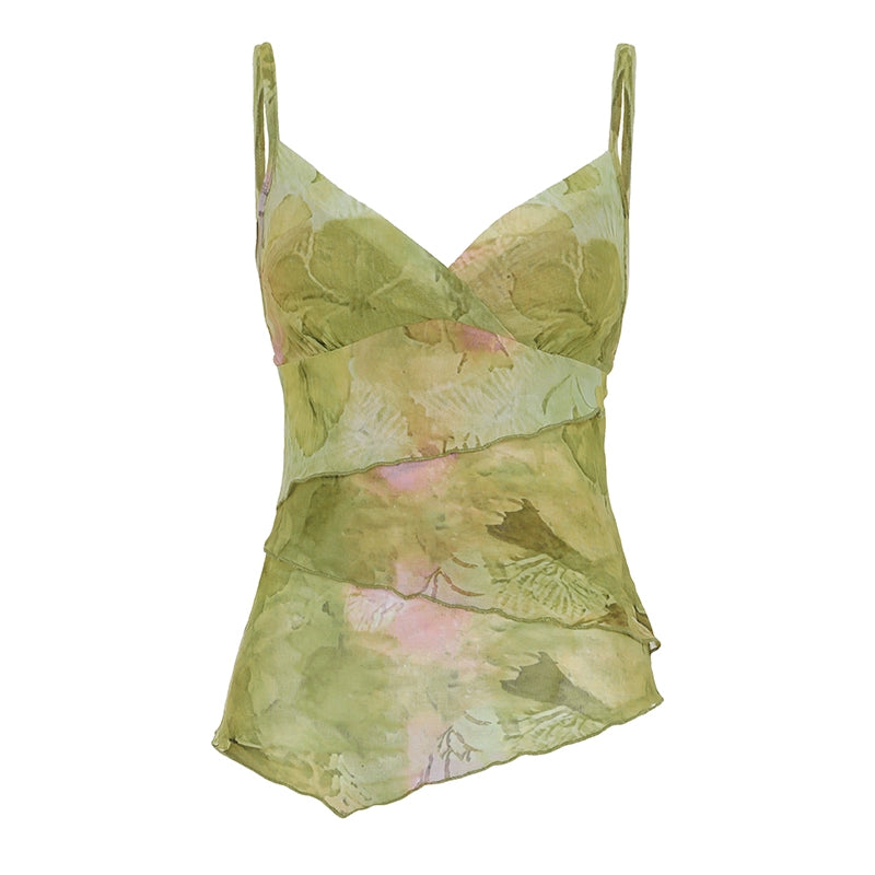 Mackenna Floral Mesh Crop Top - Green