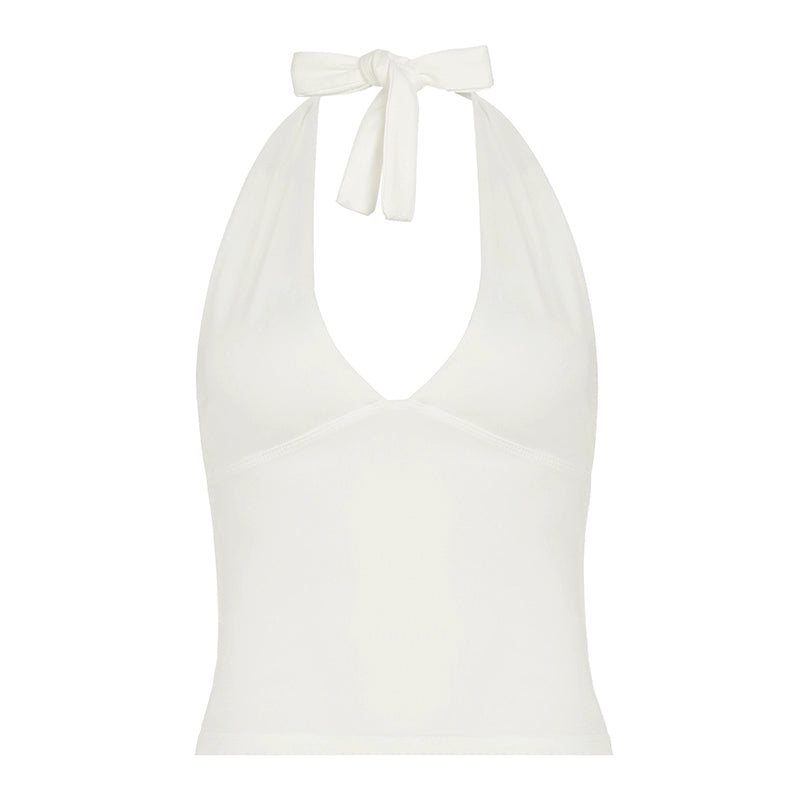 Larae Backless Halter Top - White [Y9YX6SQK]