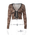 Aleksandra Leopard Lace-Up Cardigan Top - Leopard Print [E5LKU767]