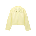 Saylor Faux Leather Zipper Jacket - Yellow [Z6PAONGN]