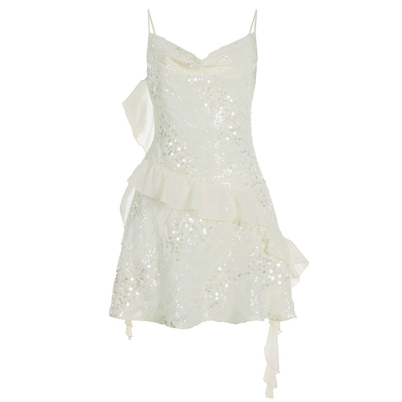 Chyna Sequin Cowl Neck Mini Dress - Off-White