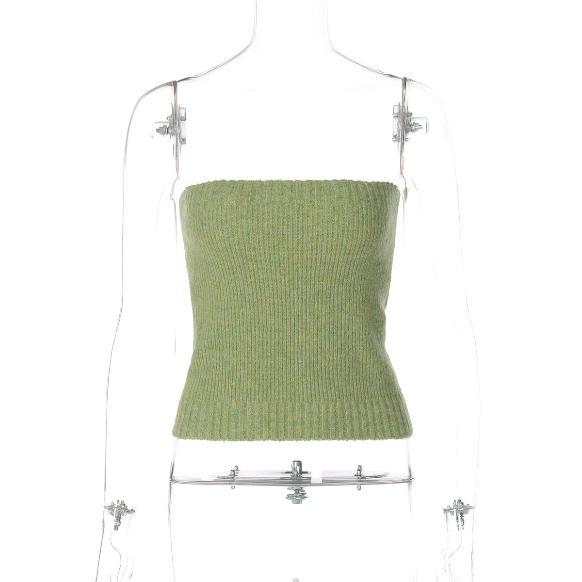 Amariya Ribbed Knit Skirt Set - Green Tube Top [499LSGSY]