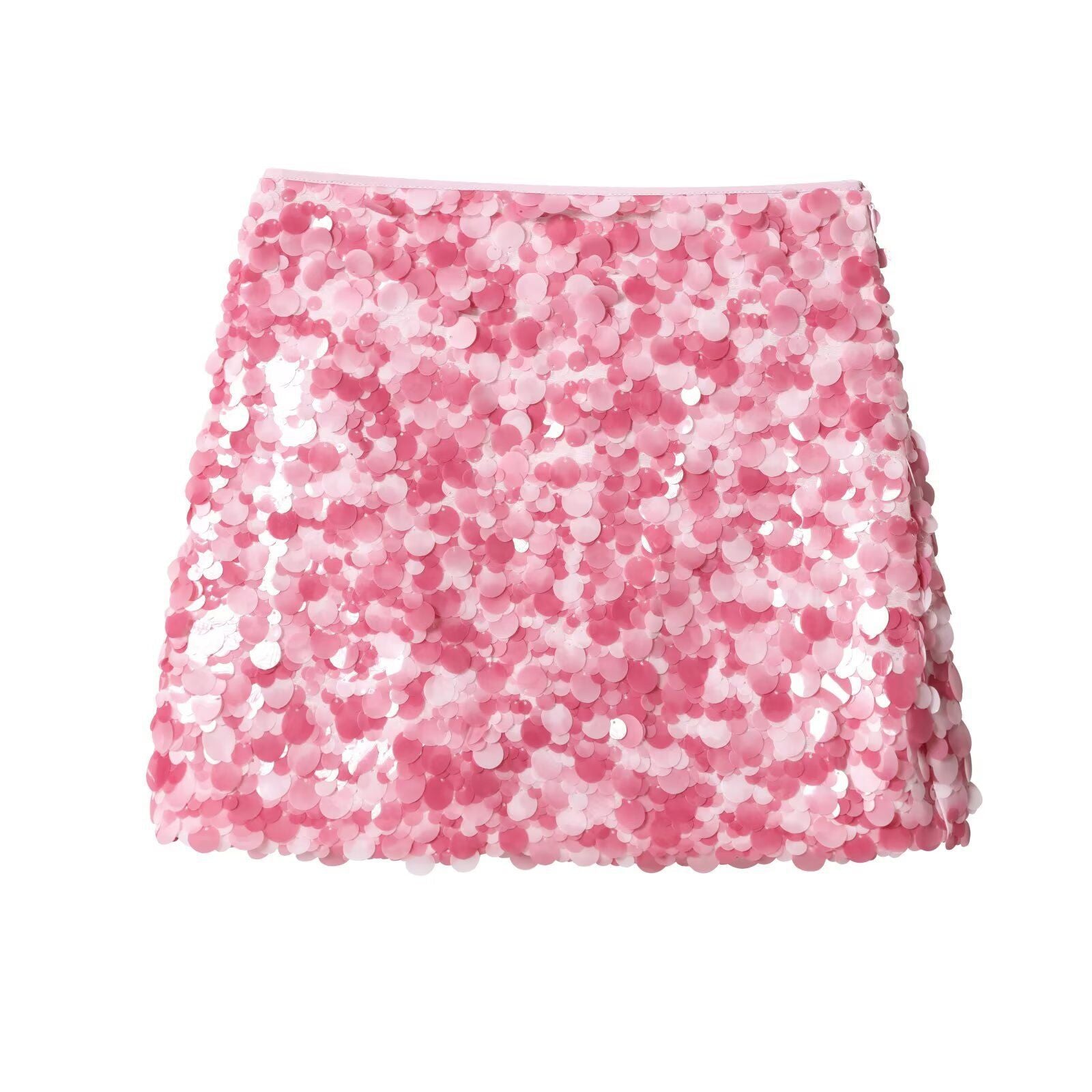 Kathia Sequin Denim Mini Skirt - Pink Sequin [NBS861SC]