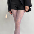 Kaleyah Sheer Lace Print Tights - Purple [NYK5Z3GG]