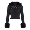 Hendrix Fluffy Rhinestone Lounge Set - Black Hoodie [I8TVYRTQ]