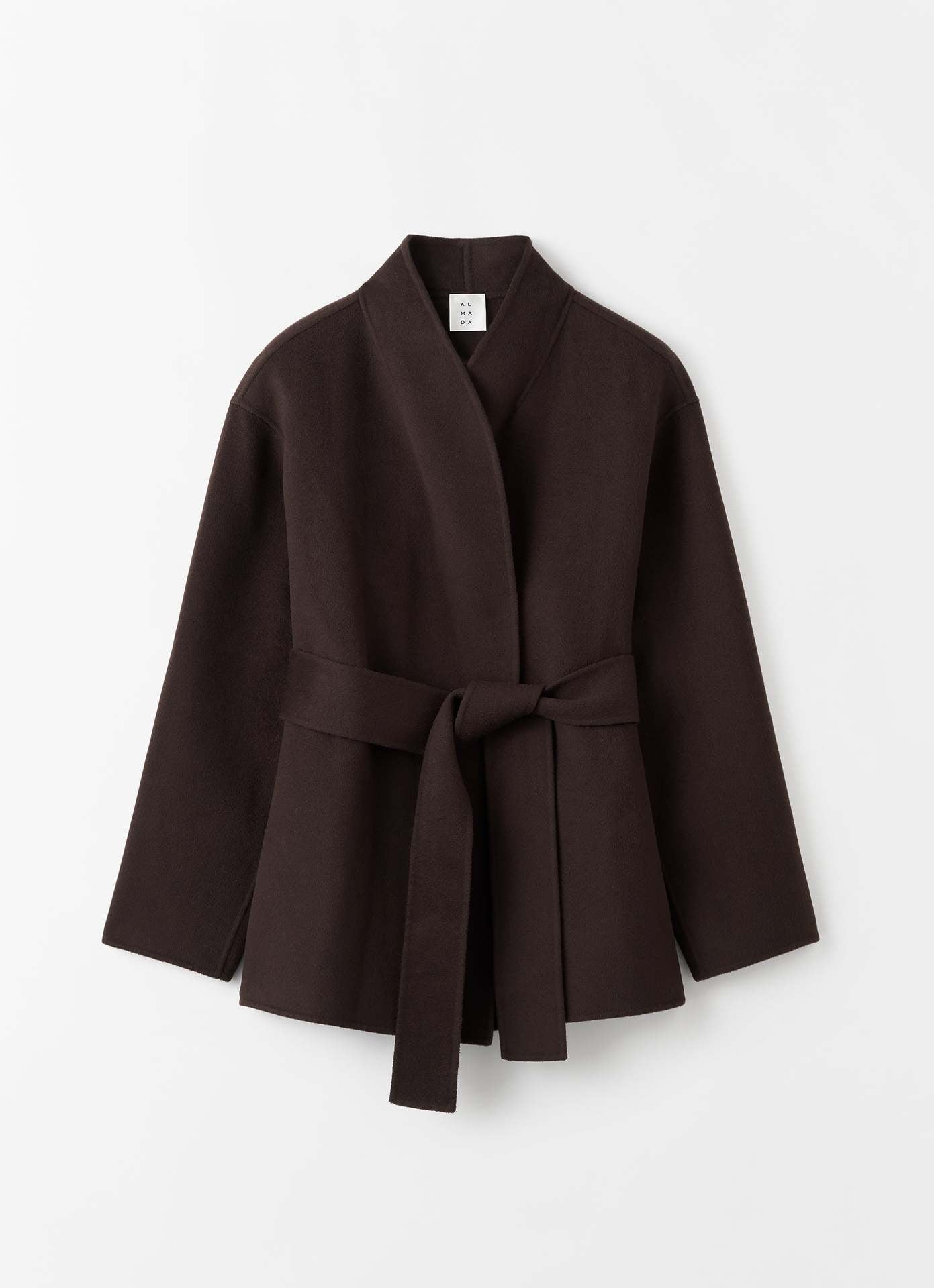 Analee Tie-Front Short Coat - Dark Brown Short Loose Coat [FEQKBQ2K]