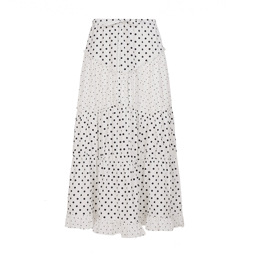 Leeanna Layered Polka Dot Skirt - Black and White [S5PBJANQ]
