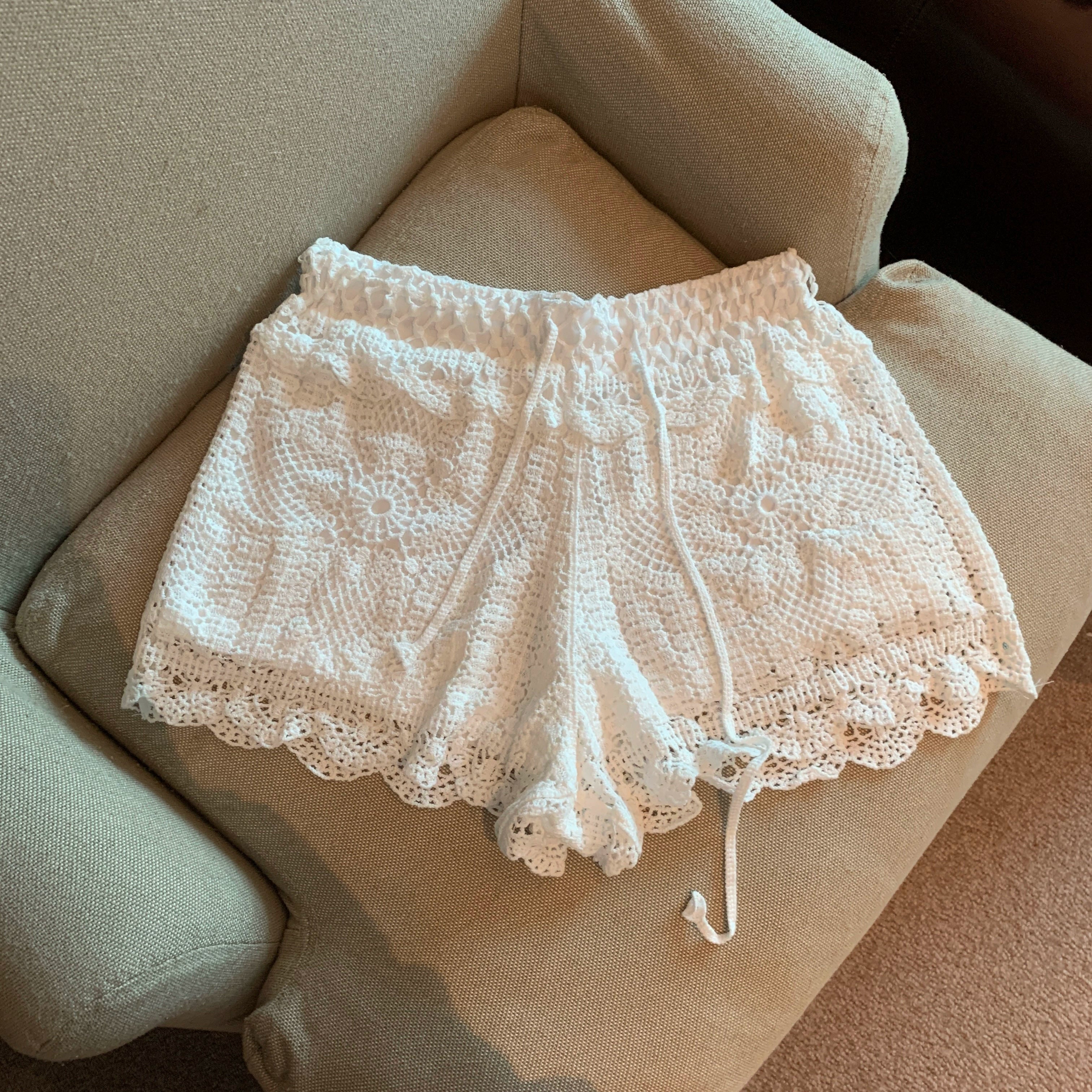 Amya Lace Knit Wide-Leg Pants - White [5PBFH1A3]