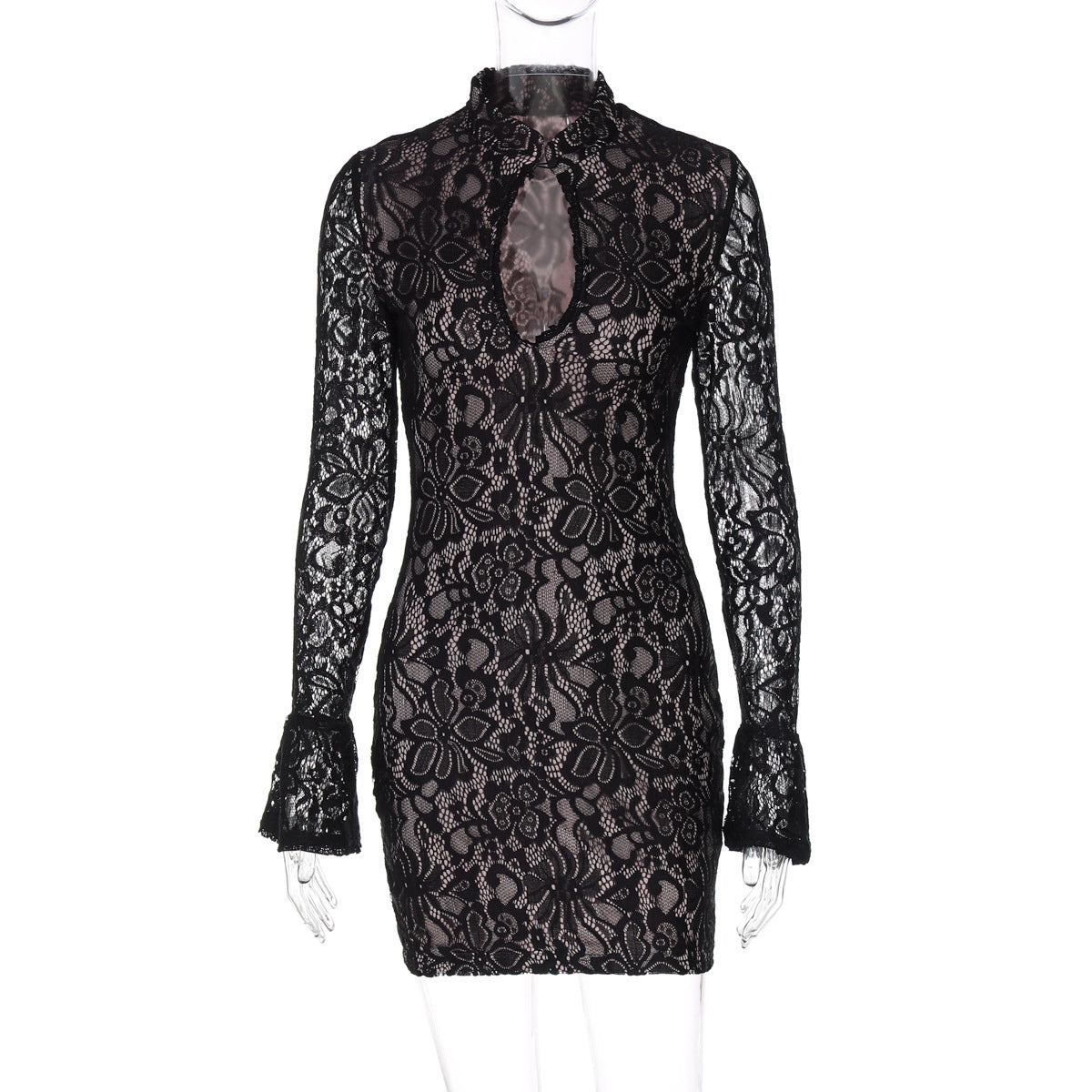 Riley Keyhole Bodycon Midi Dress - Black [PD3S0SH6]