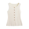 Neely Gold Button Knit Vest - White [VMHZVJMB]
