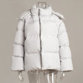 Lilyth Oversized Hooded Quilted Coat - Light Gray [WBMA8399]