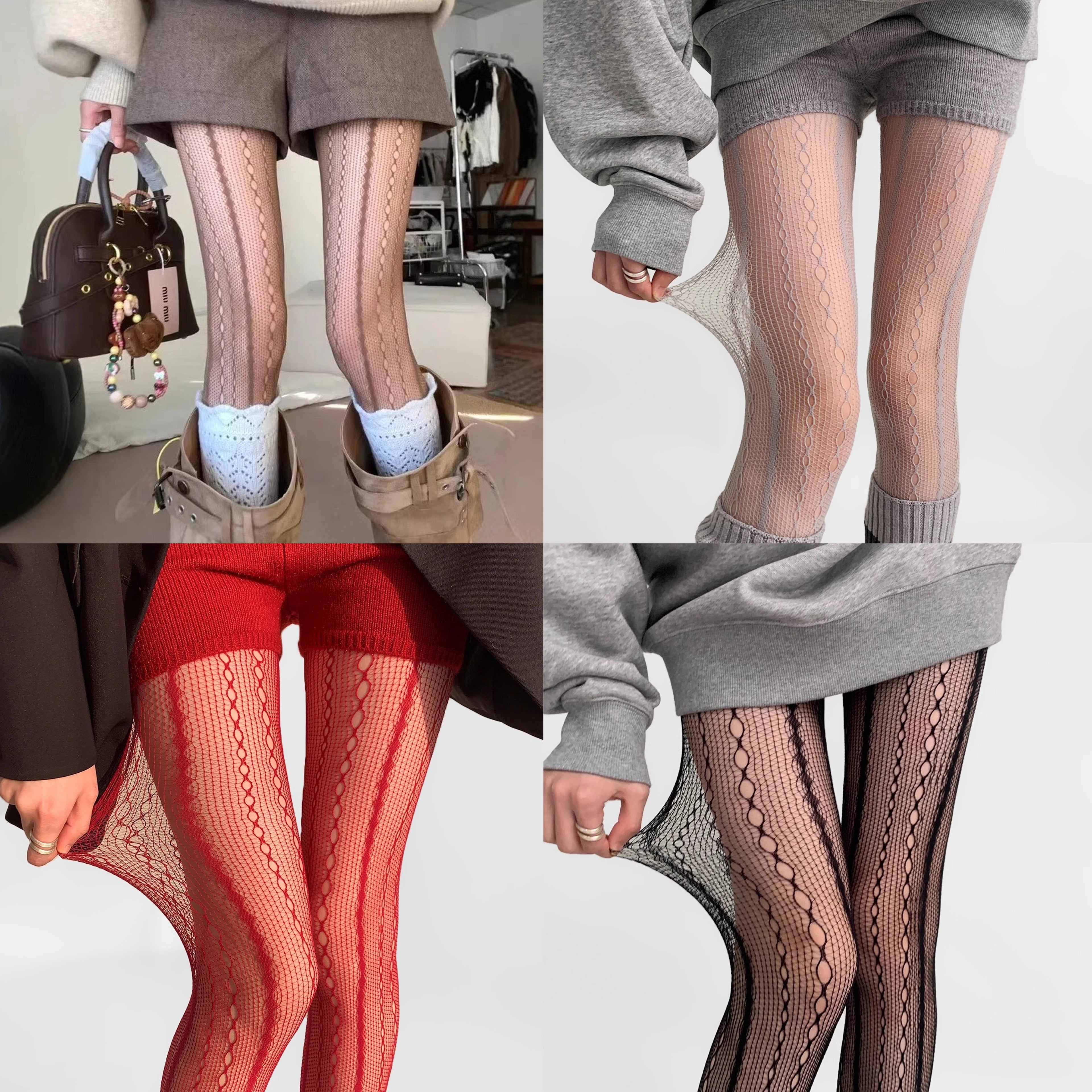 Rylan Chain Pattern Stocking Set - Sheer Stockings Multi-Color Value Pack [JQ1LM6PK]