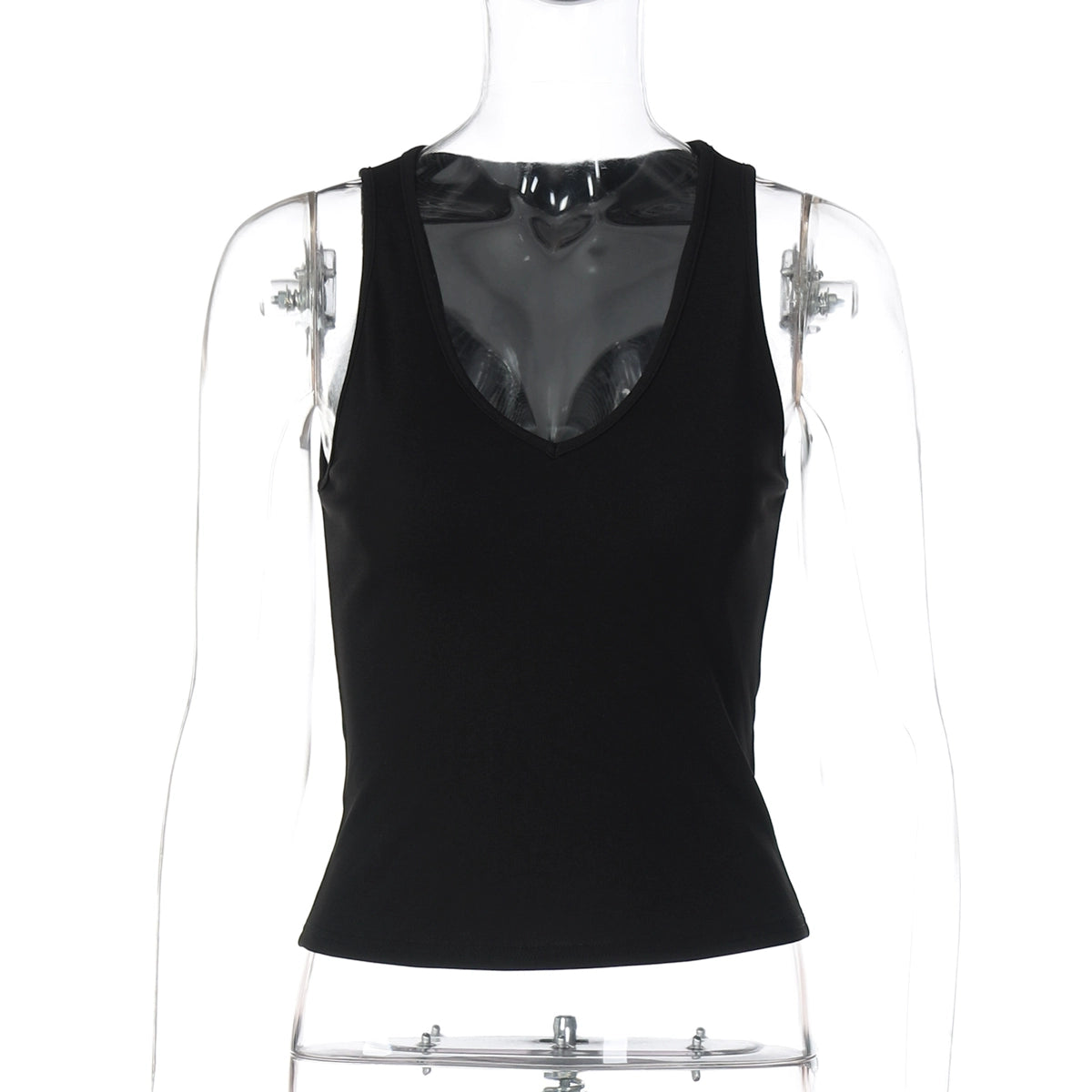 Lainey Deep V Camisole Top - Black [JT58TP0L]