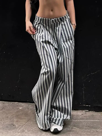 LaPose - Yuleimy Striped Low-Waist Wide-Leg Pants