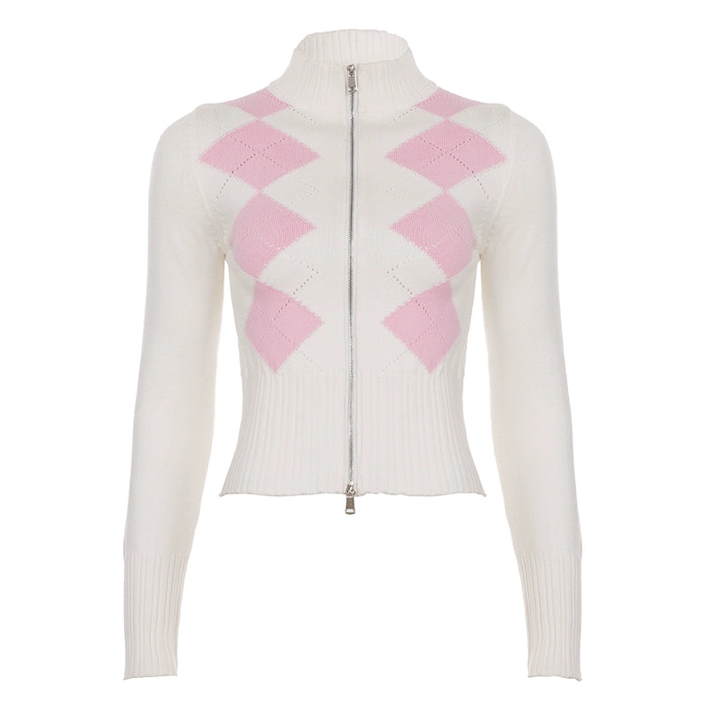 Jenesis Plaid Knit Cardigan - White [C48SS7FV]