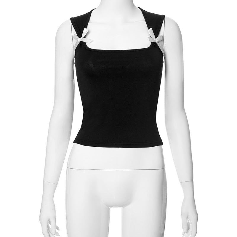 Ambria Square Neck Crop Top - Black [J5QBR85Y]